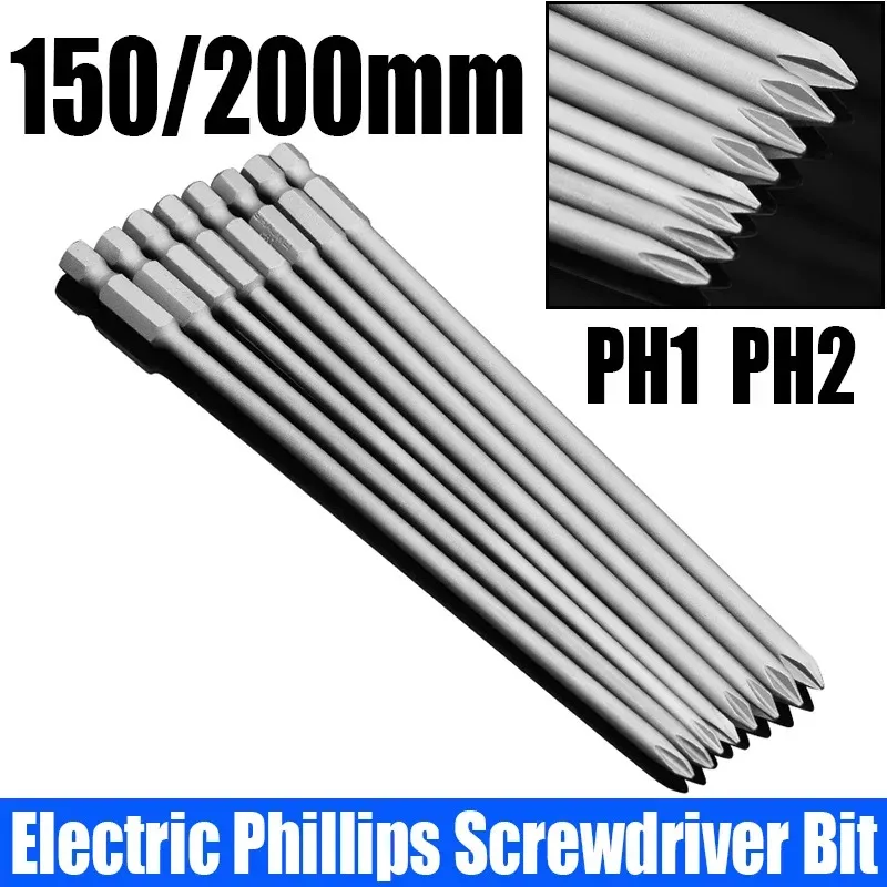 

1PCS 150/200mm Phillips Screwdriver Bit PH1 PH2 Strong Magnetic Batch Extended Screwdriver Bit Impact Driver