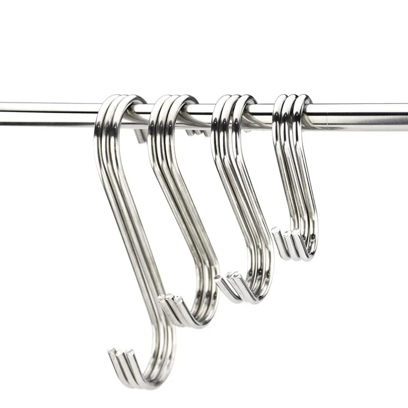 Stainless Steel S Hooks with Sharp Tip Utensil Meat Clothes Hanger Hanging Hooks for Butcher Shop Kitchen Baking Tools