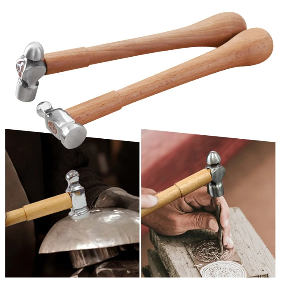 1PCS Metal Jewelry Making Hammer With Wood Handle For Silversmith Goldsmith Jewelers Hand Tool For Craft Make Household Creative