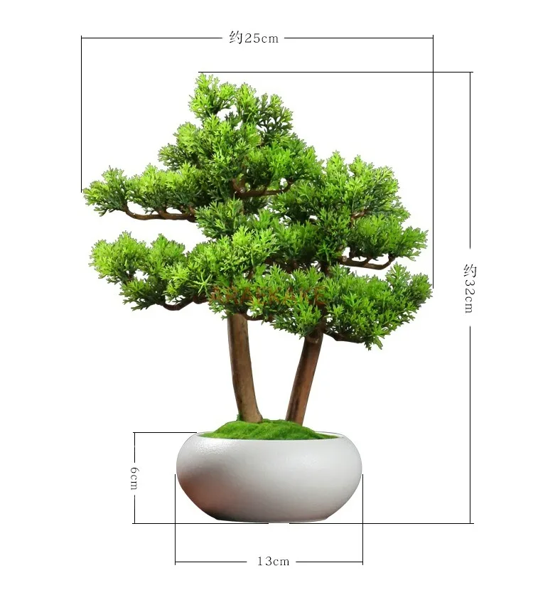 1PCS Simulated welcoming pine bonsai ornaments, pine bonsai desktop plant decorations, biomimetic small green plants