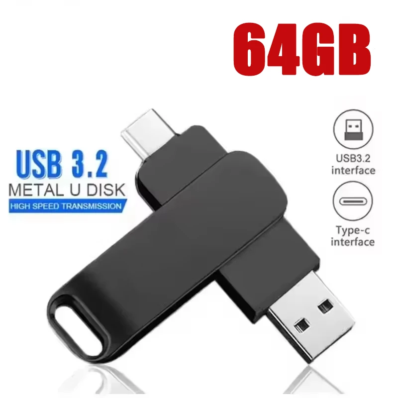 Für Xiaomi 512GB USB 3.2 2-in-1 Flash-Laufwerke U-Disk 256GB Hochgeschwindigkeits-Metall-Pendrive Wasserdichter Typ-C USB-Stick USB-Laufwerke