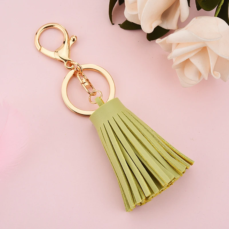 

New Short Leather Tassel Keychain PU Bag Phone Case Accessory Key Chain Holder for Friend Family Lover Keyring Car Pendant Gift