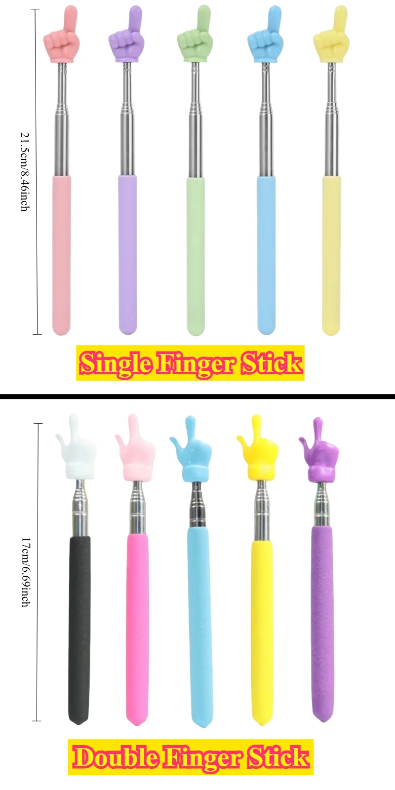 Edelstahl Lehre Zeiger Eltern-kind-Finger Lesen Sticks Teleskop Stange Finger Design Lehrstab Kinder Schule Werkzeug – Detail 2
