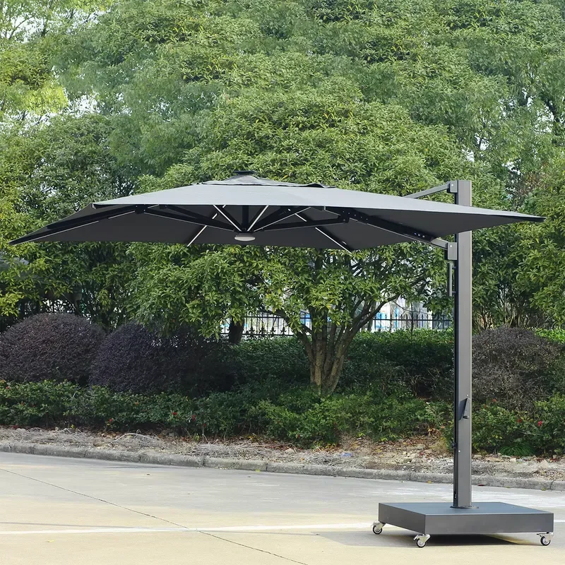 Custom Market Patio Garden Sun Shade Pool Led Light Aluminum Cantilever Umbrella Parasol Outdoor Umbrella