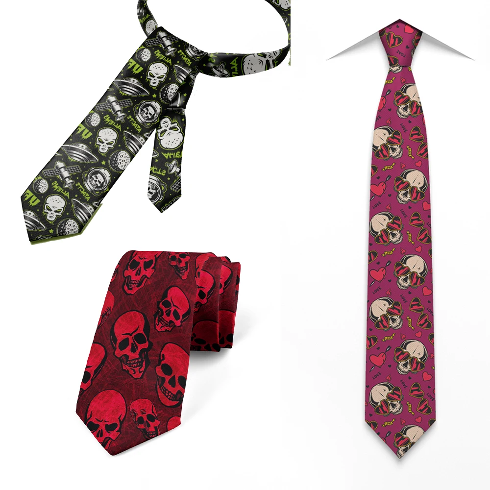 

Fashion 8cm wide skull print tie men's and women's suit shirt accessories wedding birthday party business tie Gravata