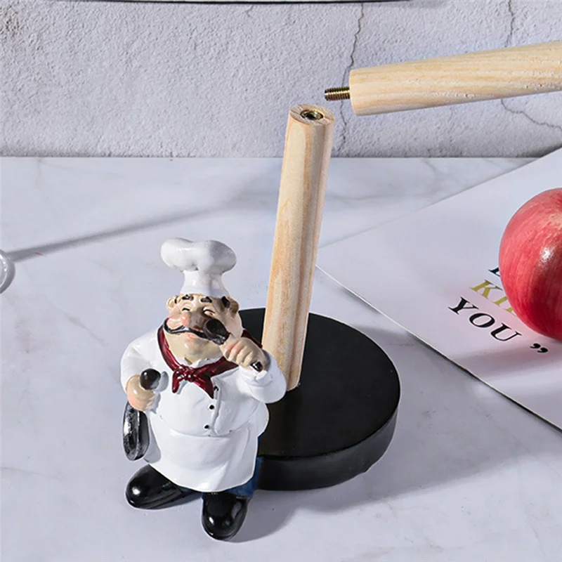 A02M-Paper Towel Holder Chef Ornaments European Paper Towel Holder Kitchen Western Restaurant Cake Crafts Ornaments