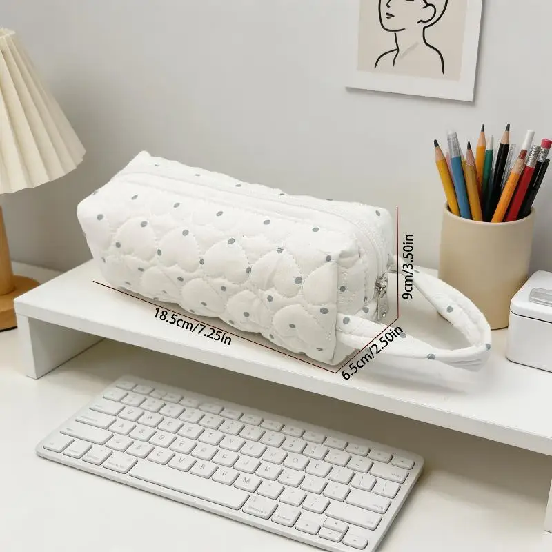 Portable Polka Dot Cosmetic Bag Minimalist Large Capacity Waterproof Makeup Pouch for Home Travel Women Daily Use view 6