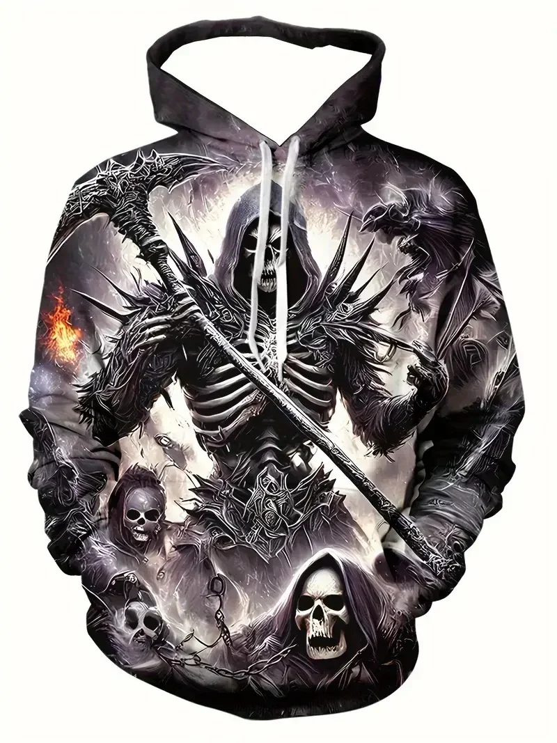 

2024 Men's Hoodie Retro Skull 3d Print Hooded Sweatshirt Spring Long Sleeve Hoodie Oversized Clothing Fashion Street Sportshiort
