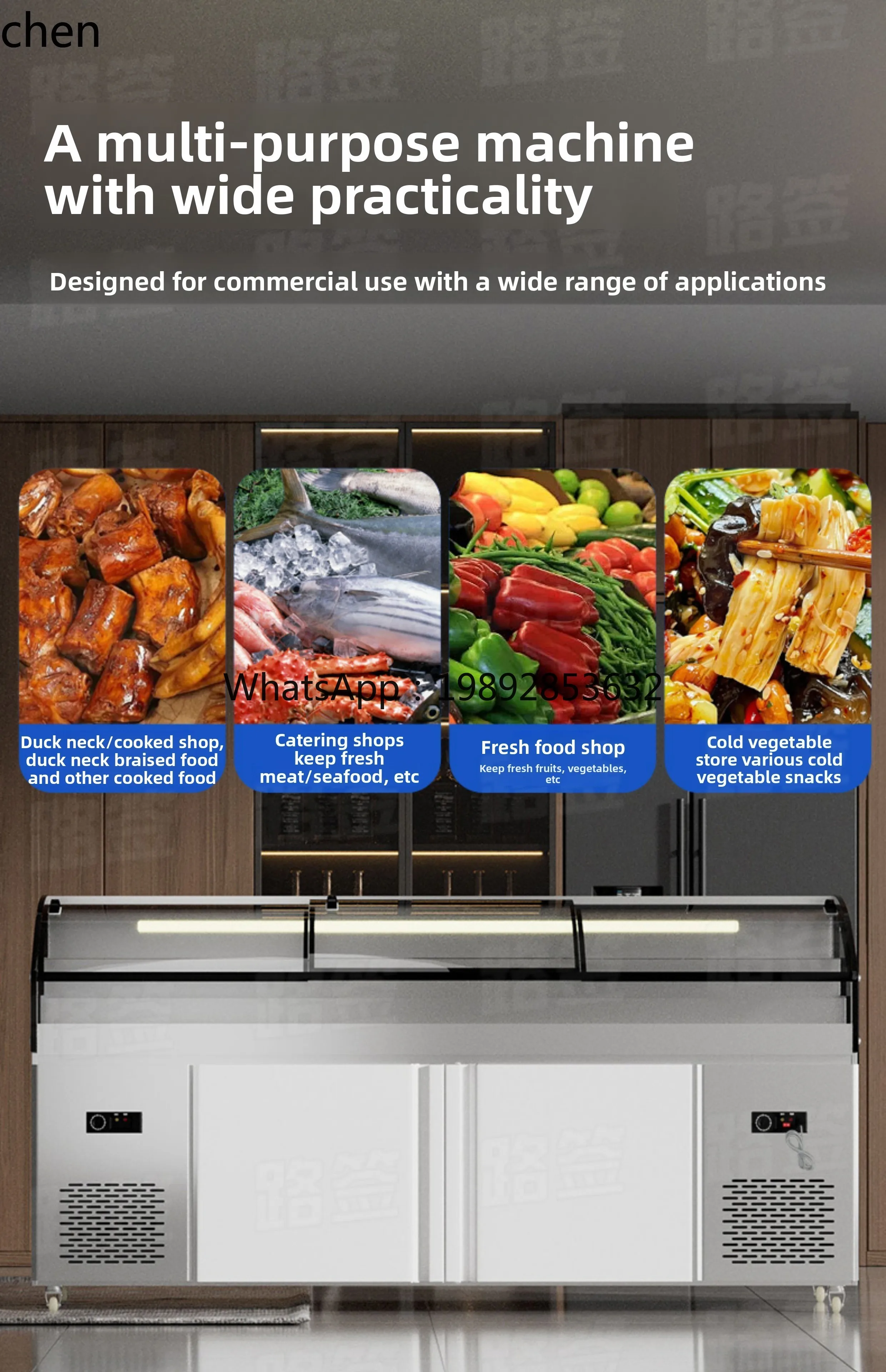 

ZS Commercial Refrigerated Display Cabinet Cooked Food Fresh Keeping Cabinet BBQ String Freezer