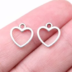 WYSIWYG 40pcs 12x11mm Antique Silver Color Hollow Heart Charms Pendant For DIY Jewelry Making Handmade Jewelry Craft Findings