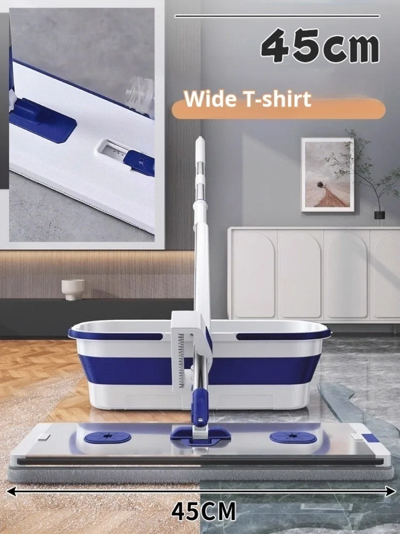 Household flat Squeeze mop Aluminum alloy scraping integrated Hand Free Wringing Microfiber mop panel Wet or Dry household mop