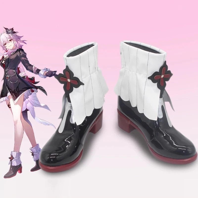 Honkai Star Rail Evernight March 7th Buty do Cosplayu Skórzane Botki PU Rekwizyt do Uniformu na Halloween Karnawał dla Kobiet i Mężczyzn