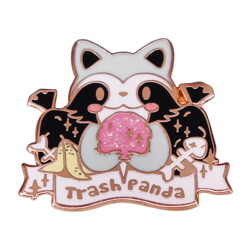 Cute Cartoon Raccoon Brooch Metal Badge