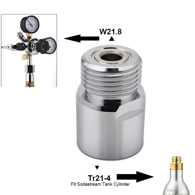 Co2 Cylinder Refill Adapter,TR21-4 To W21.8 Or CGA320 Filling Connector, Brewing Co2 Regulator Adapter For Co2 Tank