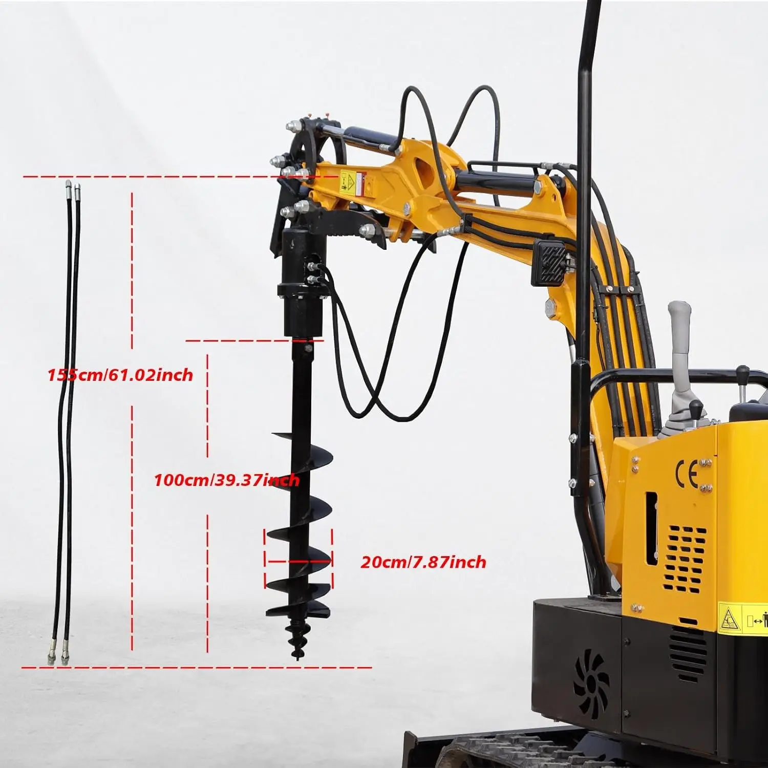 MMS 200MM Diameter Auger Drill Mini Excavator Attachments for 1Ton-1.5Ton Mini Excavators Small Digger Free Shipping