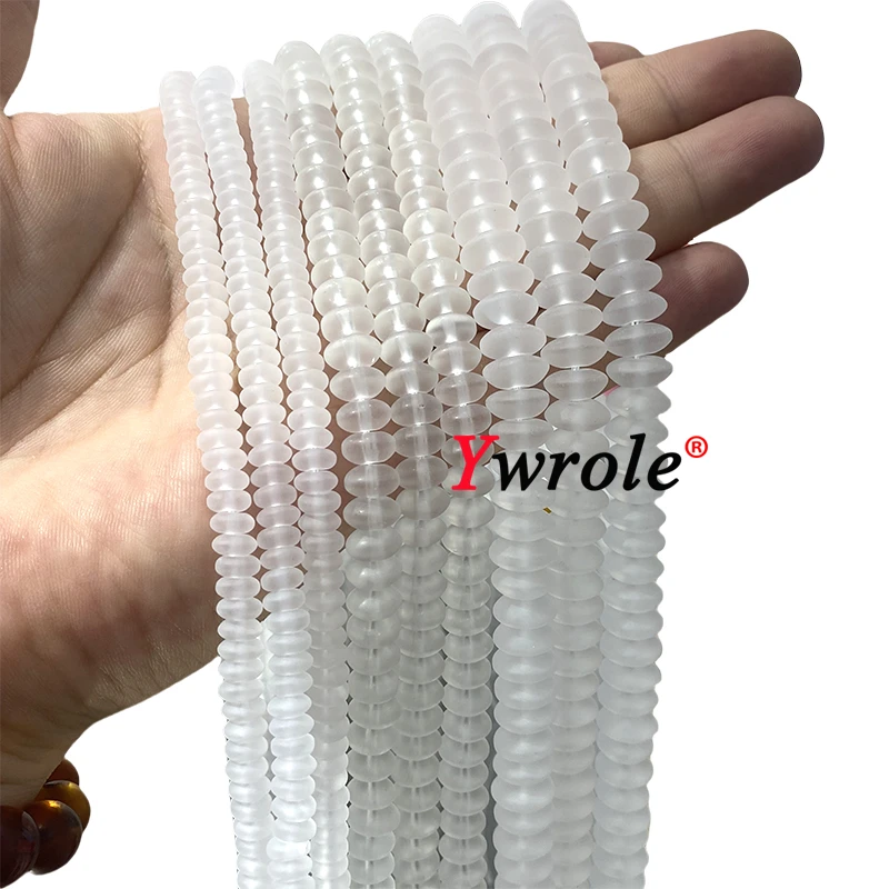 Abacus White Snow Cracked Crystal 6 8 10MM Loose Rondelle Spacer Beads for Jewelry Make Diy Bracelet Earrings Accessories 15''