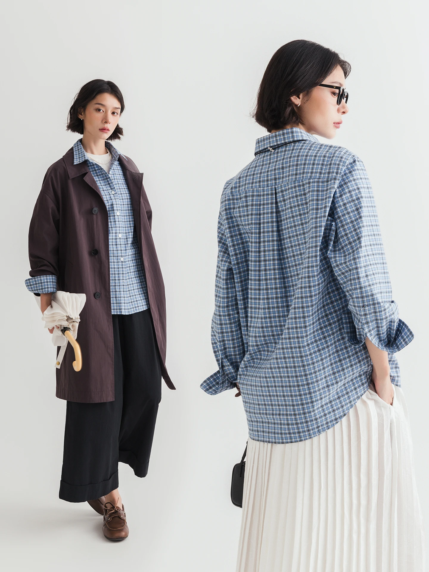 

Длинная бархатная хлопковая клетчатая одежда High Densi Vintage Sle Layering Long Sve lectual Faion, женская весенняя одежда