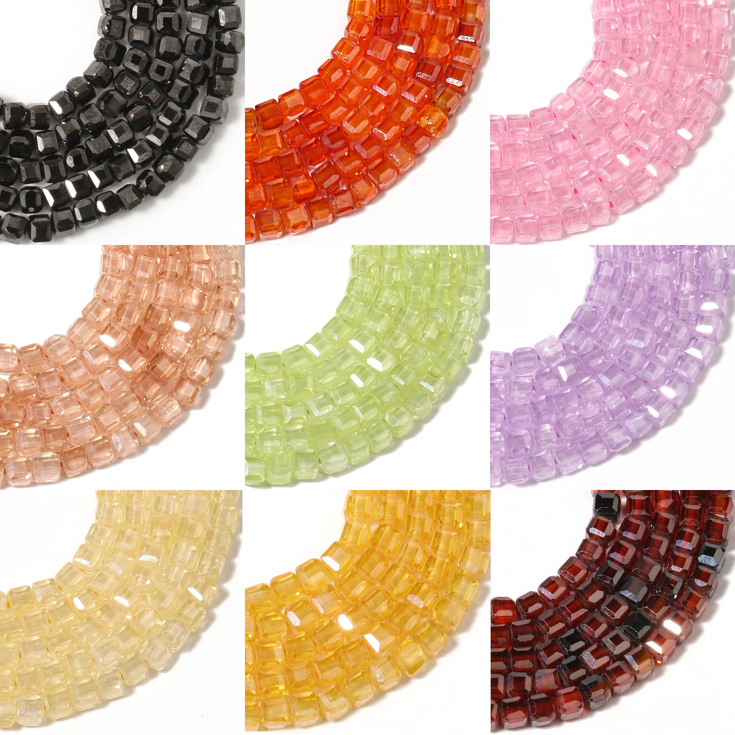 Multicolor AAA Faceted 2.5mm Square Cubic Zircon Stone Beads Jewelry Diy Handmade Elegant Women Jewelry Making Material Material