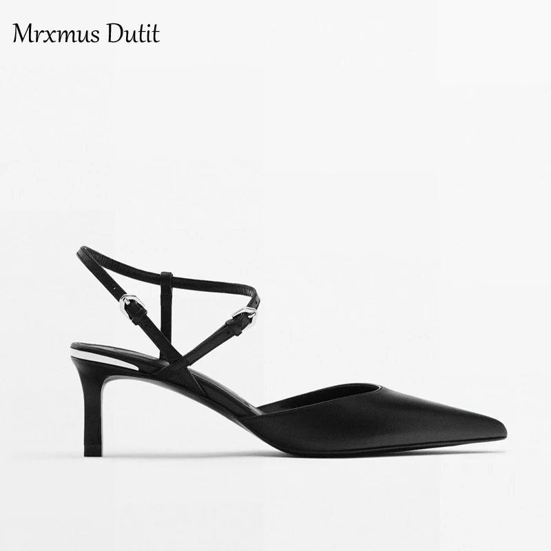 Mrxmus Duti 2024 Summer Fashion Women New Pointed Head High Heels Shoes Elegant Sandals Casual Versatile Simple Female Chic