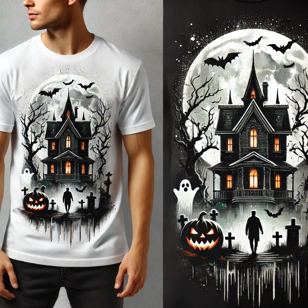 2024 Halloween Short-sleeved T-shirt Casual Men Scary Loose Harajuku Street Halloween T-shirt Top Oversized Men\'s T-shirt