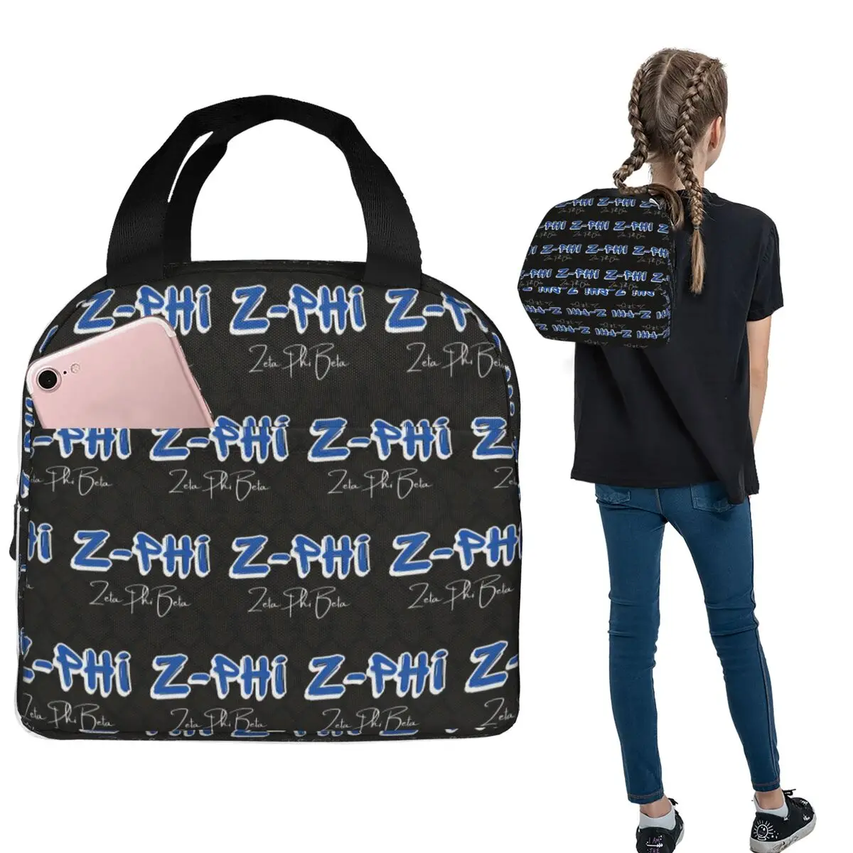 

Zeta Phi Beta Lunch Bags Insulated Bento Box Portable Lunch Tote Leakproof Cooler Thermal Bag for Woman Kids Office