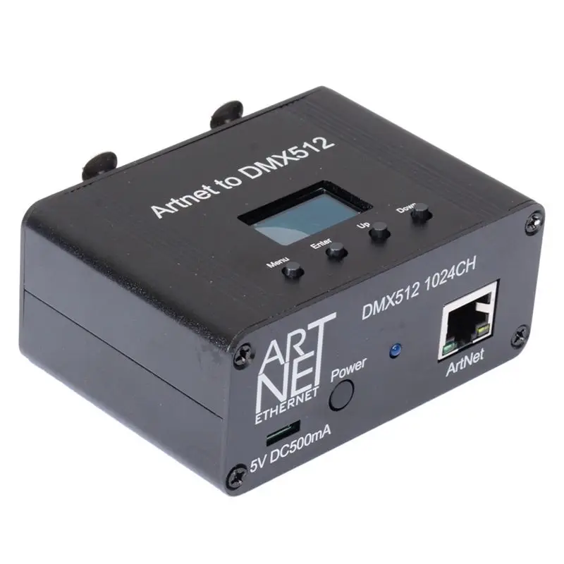 A13E-Artnet DMX 512 Ethernet Lighting Controller Interface,2 Universe Metal + Plastic 1 Pcs