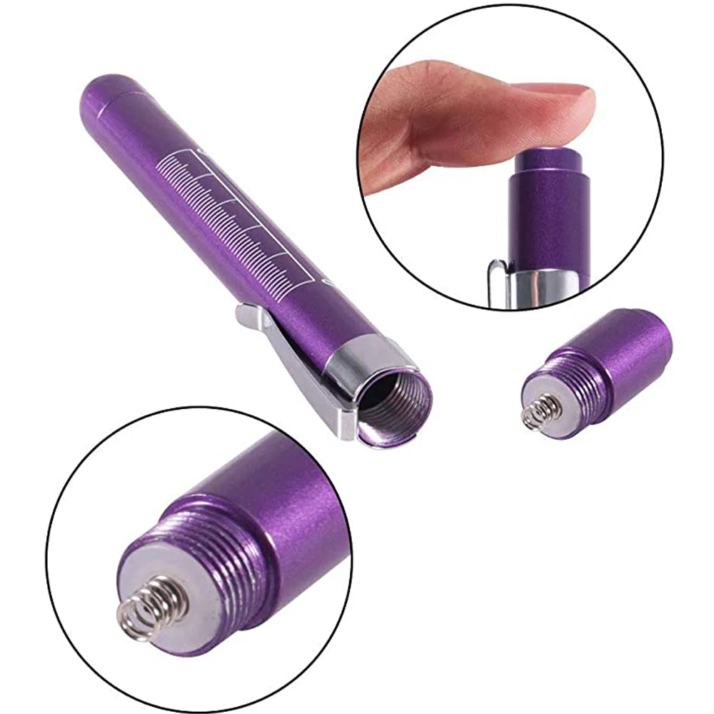 1PCS Reusable LED Medical Penlight Flashlight with Pupil Gauge Pocket Clip Pen Light Torch Lamp for Nurses Doctors Reading