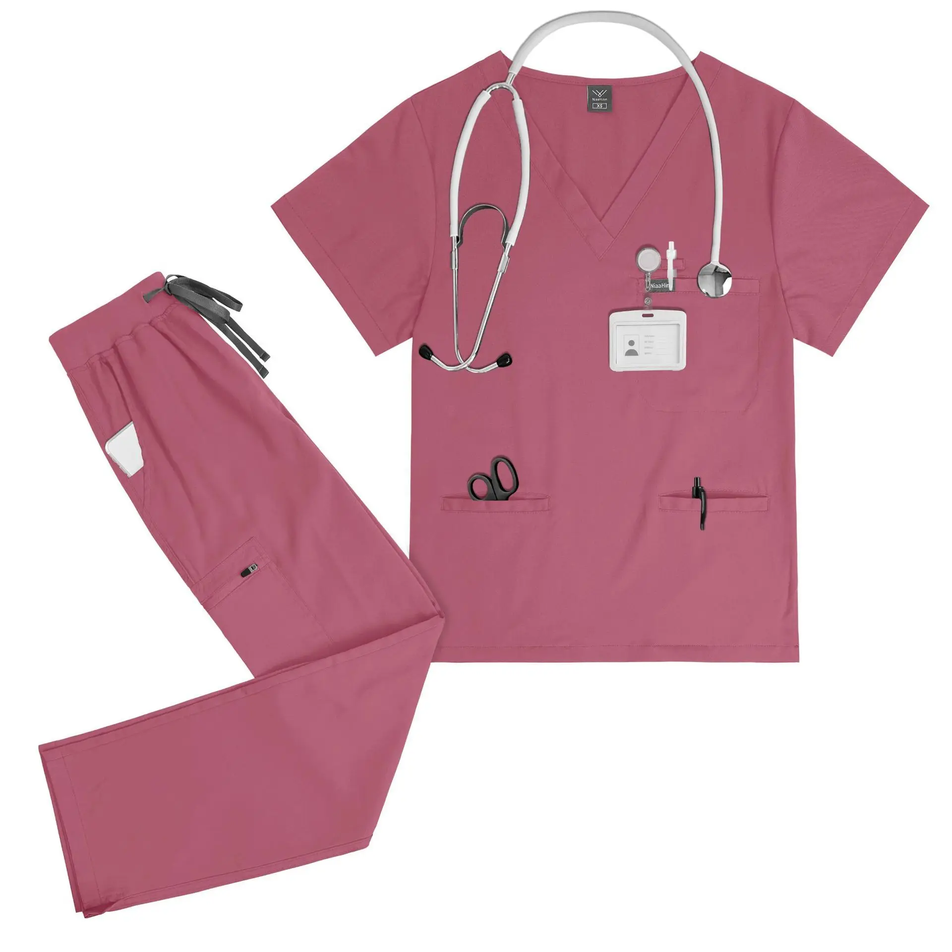

SPA Bath Center Hospital Clinic Dental Front Desk Doctor Nurse Uniform New Solid Color High Quality