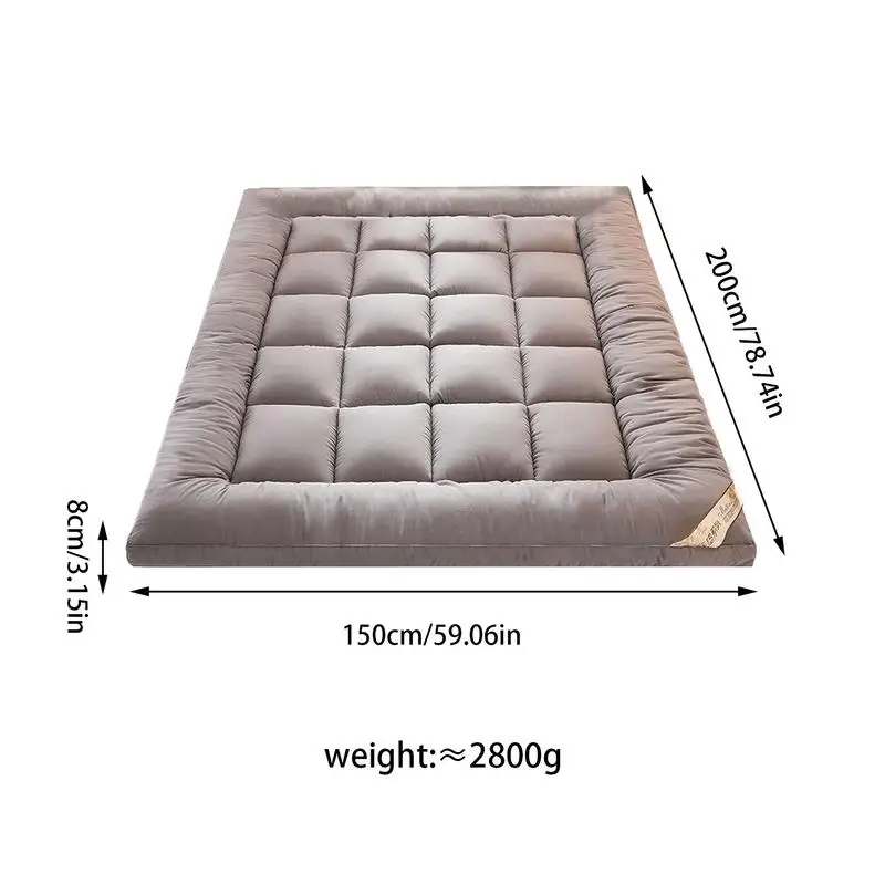 Soft Filling Mattress Pad Soft Down Velvet Tatami Mats Mattress Fluffy and Breathable Relieve Body Stress Soft Cushion Anti-Slip