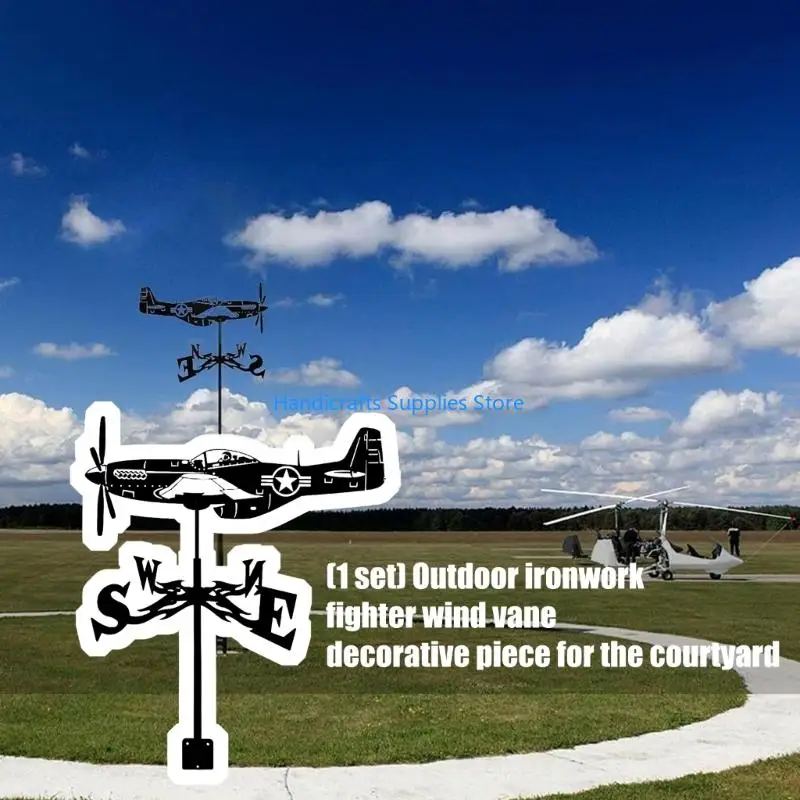 R1WA Vintage Fighter Airplanes Weathervane Durability Alloys Wind Direction Indicators for Outdoor Garden Decoration view 4