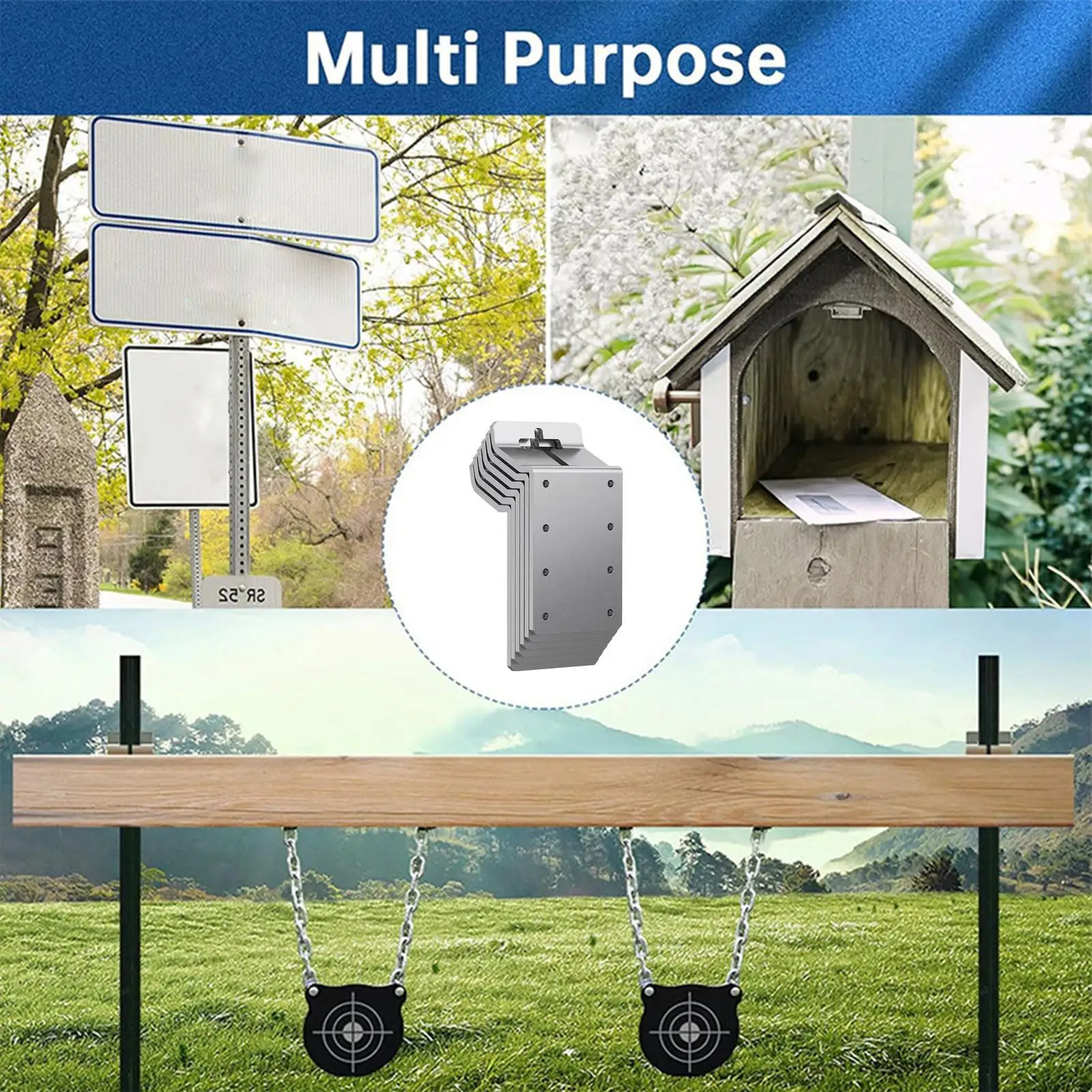 T-Post Mounting Bracket Iron Adjustable Portable Long-Lasting Signs Post Mount Bracket For Outdoor Backyard Porch Signs