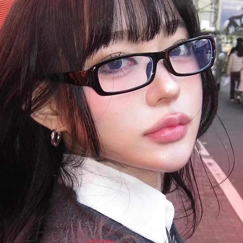 Japonês pequeno quadrado óculos quadro para mulheres moda azul luz bloqueando óculos retro preto na moda leitura y2k óculos