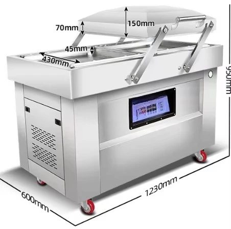 Industrial Double Chamber Vacuum Sealer Commercial Food Meat Vaccum Packing Sealing Machine DBL400