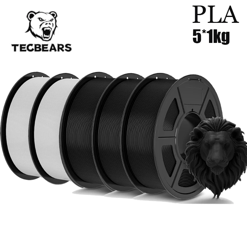 TECBEARS 3D Filament 5KG PETG/HSMPETG/PLA/PLA PLUS/HSMPLA/ABS 1.75mm Netjes Gewonden Kleurrijke 3D Filamenten voor de Meeste FDM 3D Printers