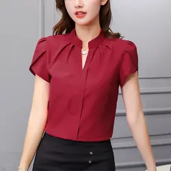 Women's Korean Chiffon Shirts Loose Tops Casual Simplicity Monochromatic Elegant Temperament All-match Summer Clothes Fashion