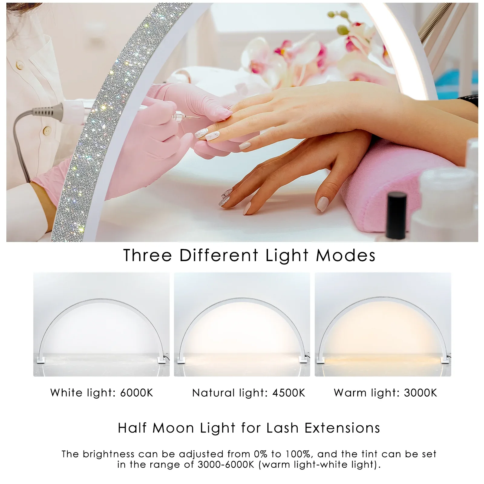 Lumière d'ongles en forme de U demi-lune, lumière de remplissage, salon de beauté, lavage britannique, cils de maquillage, soins des yeux, éclairage spécialisé pour ongles LED