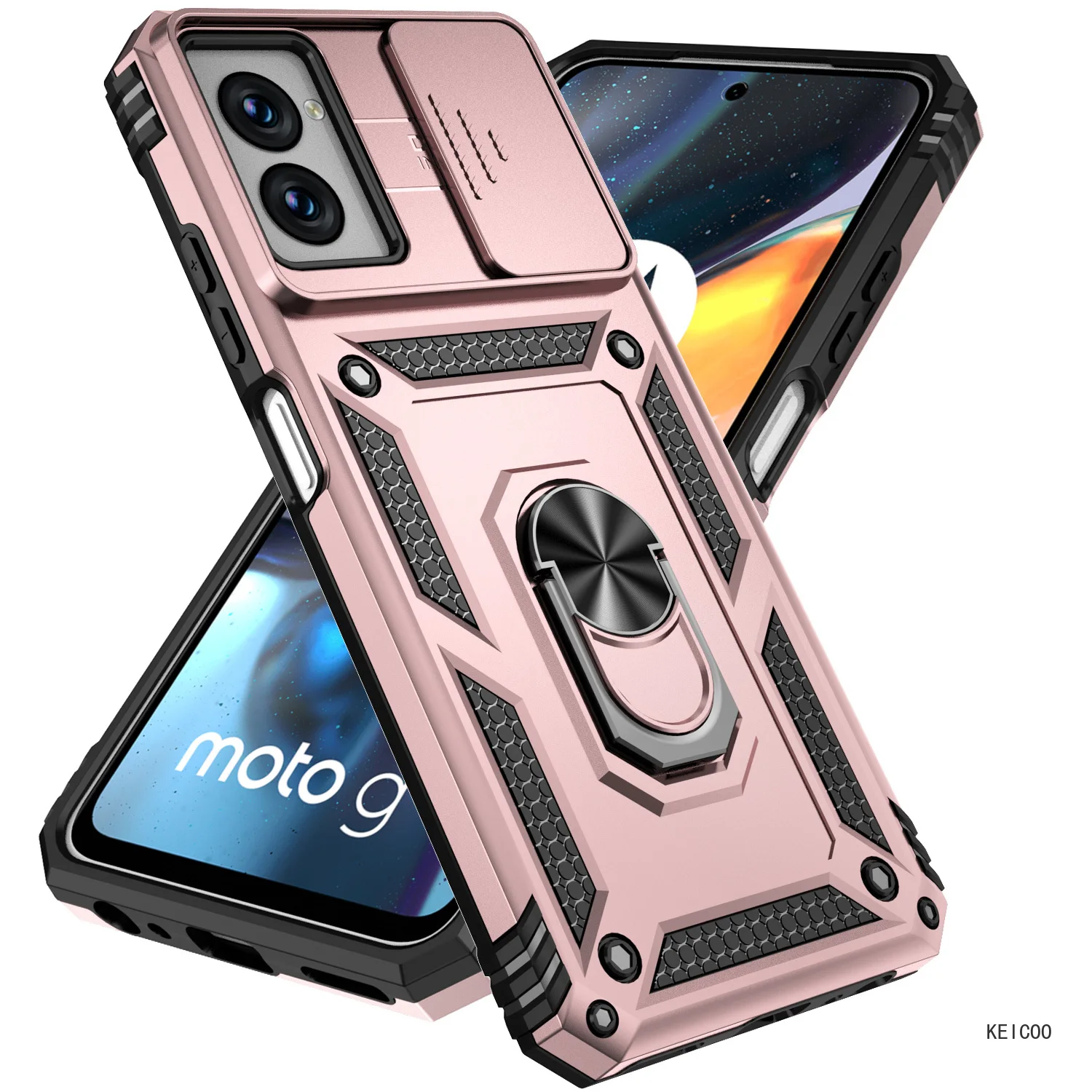 Solid Color Non-slip Phone Shell for Motorola Moto G Power 2024  Cover Military Push Window Car Bracket  Case