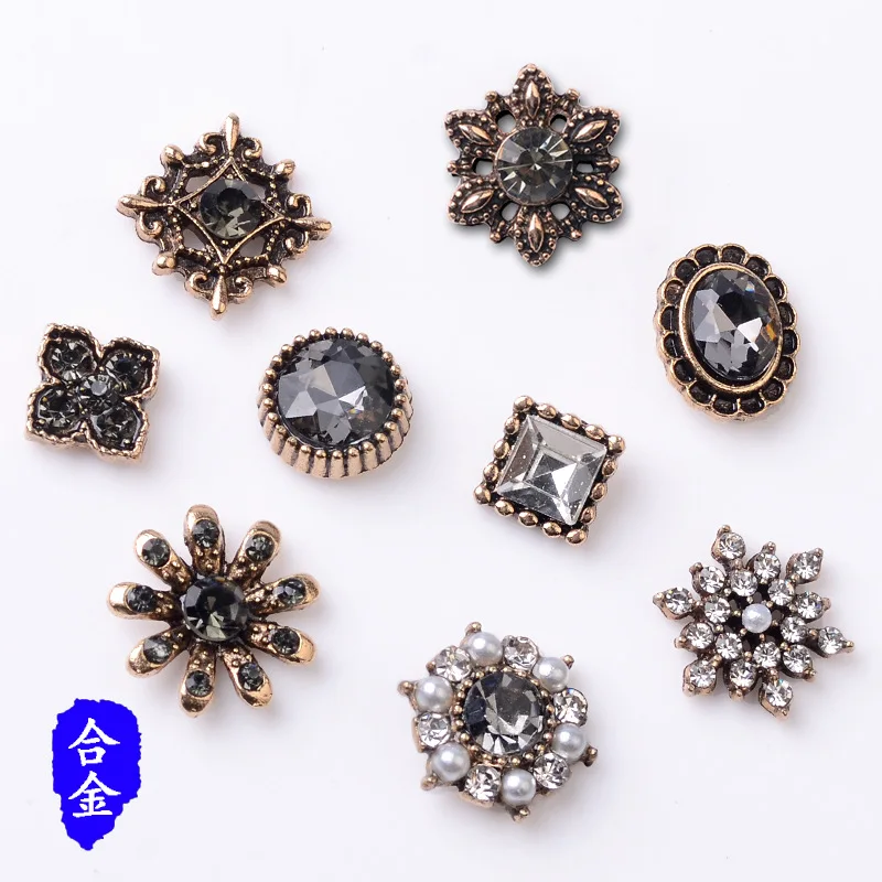 

Корейские ретро-аксессуары из сплава с бриллиантовой инкрустацией для рукоделия, скрытые застежки для одежды и сумок, оптом.