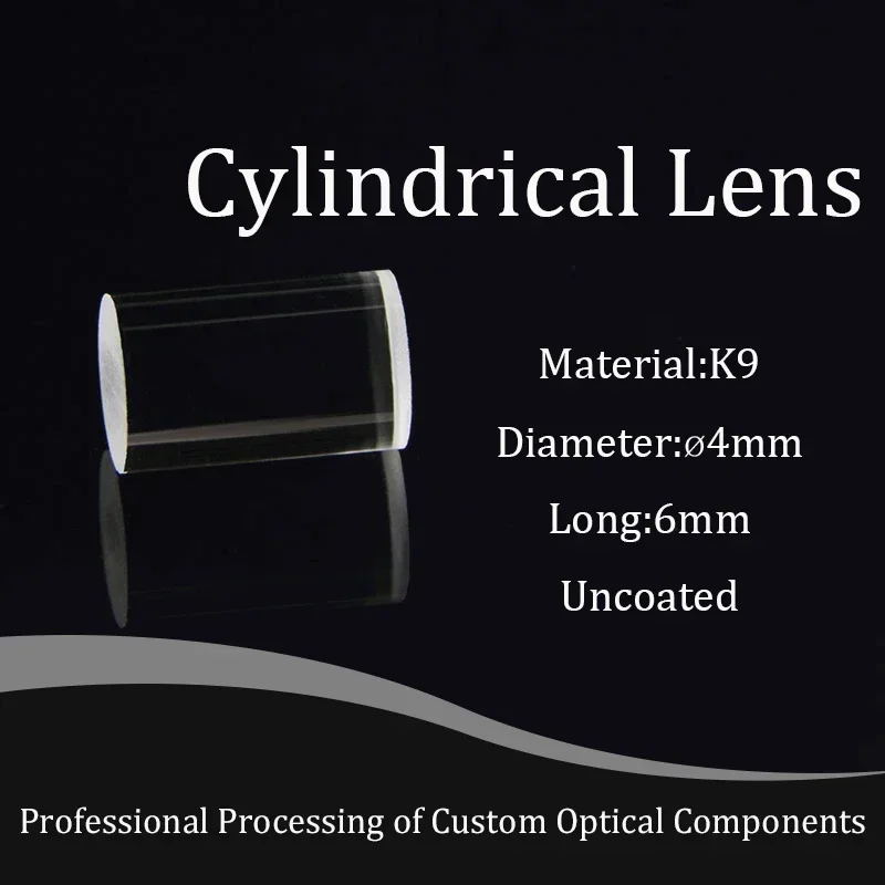 Cylindrical Lens Optics K9 Glass Diameter 4Mm Long 6Mm Light Guide Cylindrical Mirror Glass Rod Teaching Experiment