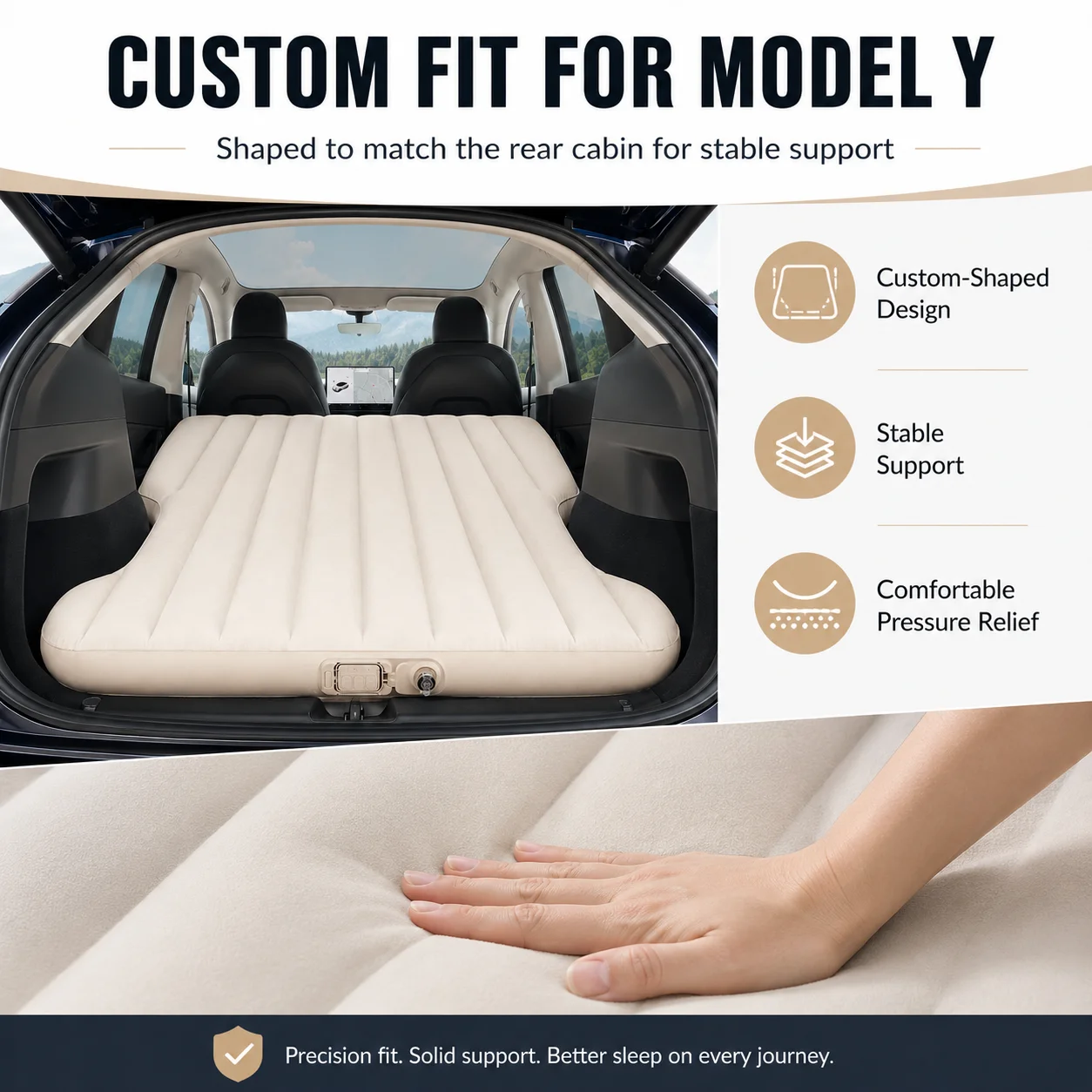 For Tesla Model Y Air Mattress 2021-2026 Juniper Car Camping Inflatable Bed With Pump Trunk Travel Sleeping Pad Outdoor Rest