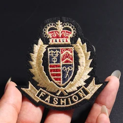 Gold Academy Badge Size: 7.4x7.2cm Patches Embroidered Applique Sewing Clothes Stickers Garment Apparel Accessories