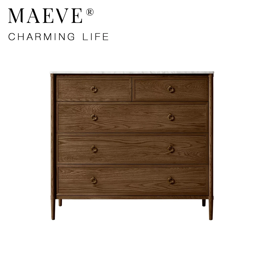 

Entrance Hall Storage Cabinet, Retro Bedroom Drawer Cabinet, Wabi-sabi High-end Chest of Drawers, Villa Storage Chest of Drawers