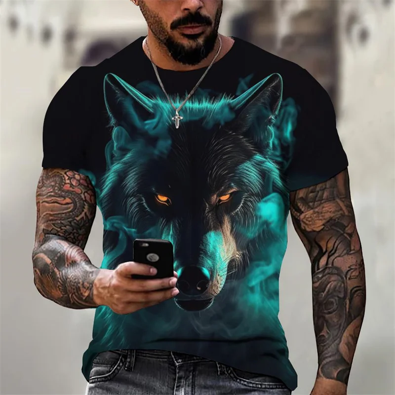 

Lion Wolf Graphic T Shirts for Men Cool Designs 3D Fierce Tiger Printed T-shirt Womens Clothing Streetwear Funny Kids Tee Shirts