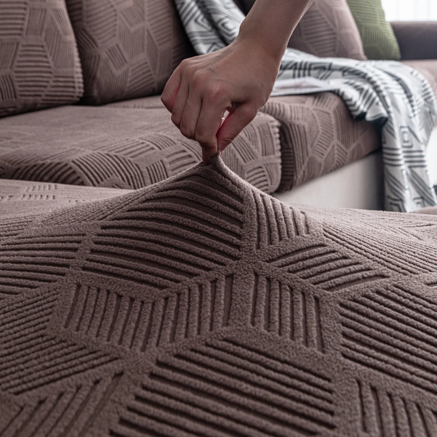 1Piece Universal Peism Jacquard Stretch Sofa Cover Cushion Cover, For Living Room Four Seasons Pet Friendly