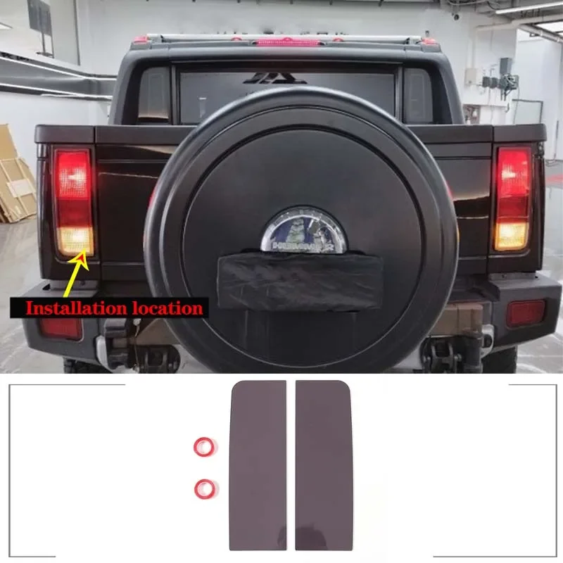 

2Pcs Rear Light Cover Smoked Black Lens Shell Tail Lamp Shade Trim Car Accessories Fit For Hummer H2 Pickup Truck 2003-2009