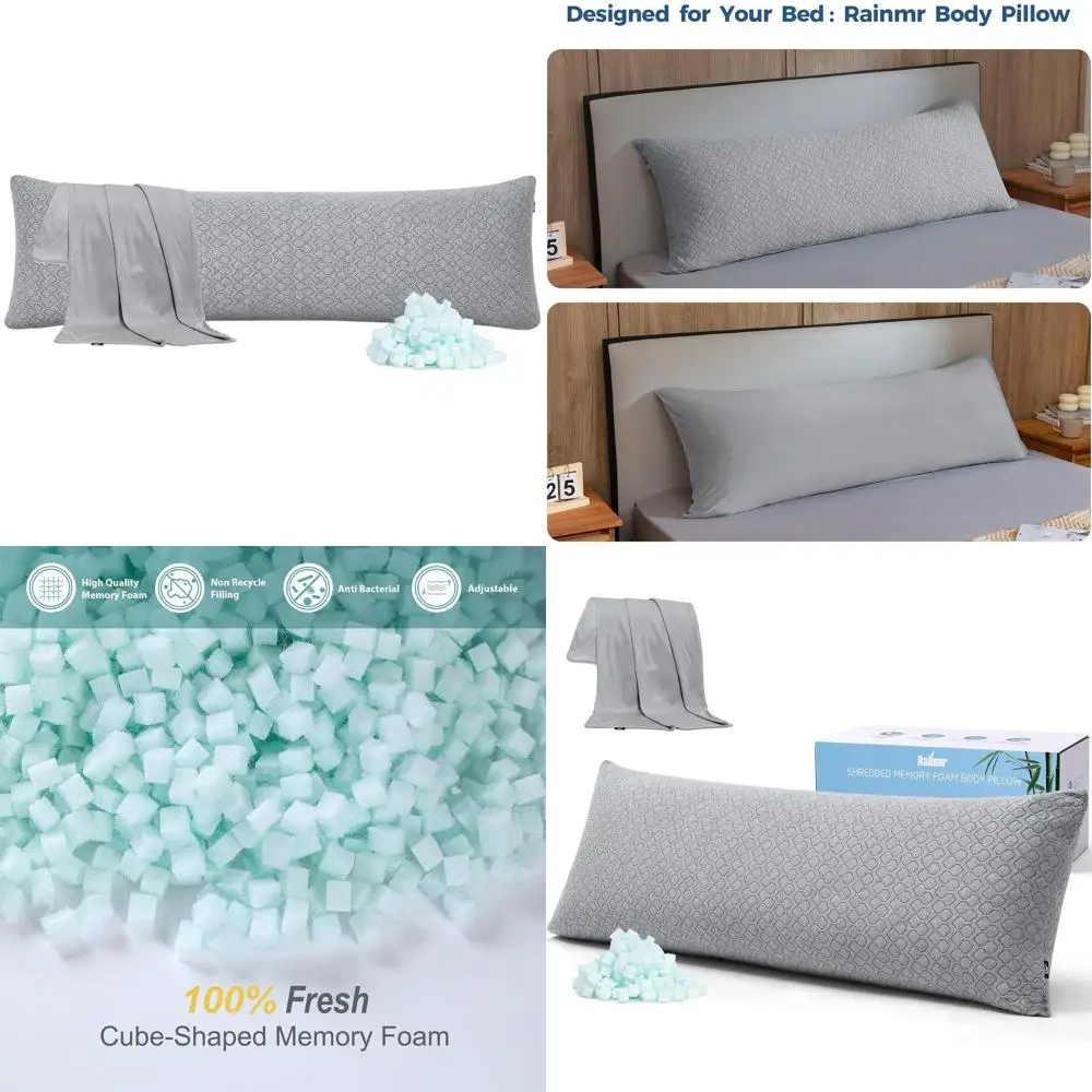 

Охлаждающая серая подушка-валик 160x50 см с наволочкой 63x20 дюймов