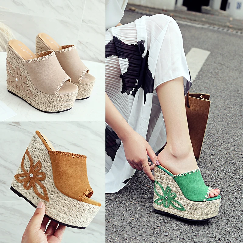 Super High Heel Ladies 15cm Wedges Sandals Women Outdoors Summer Peep Toe Fashion Beach Shoes