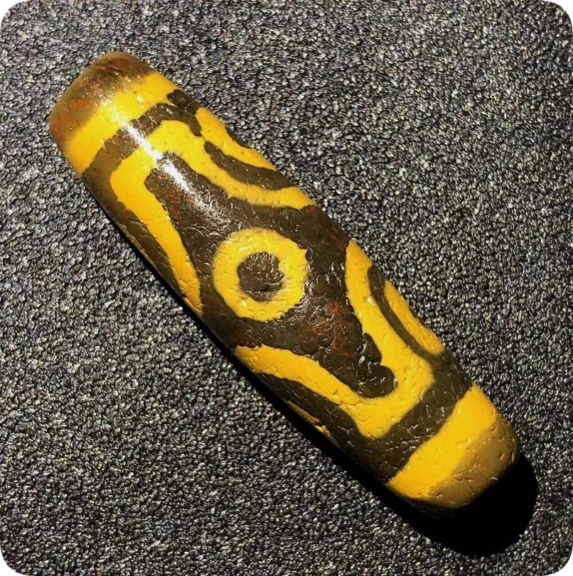 Rare Magic Tibetan Old Agate Dragon Skin 6Eye Totem dZi Bead 13.5*47mmN005