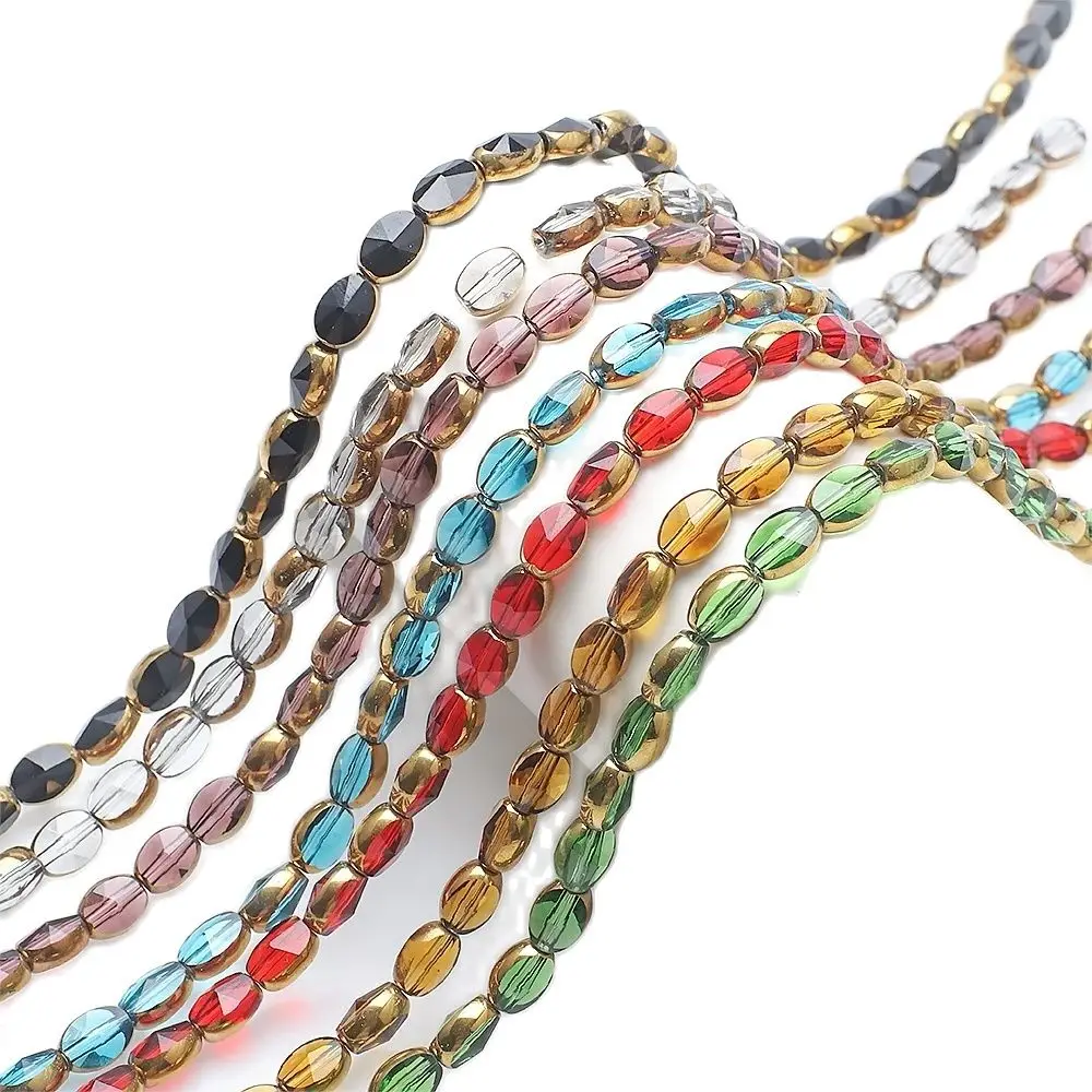 35Pcs/Lot 6X8mm 20Faceted Glass Oval Beads Loose Beaded for Jewelry Making Bracelet DIY Handmade Necklace Supplies Accessories