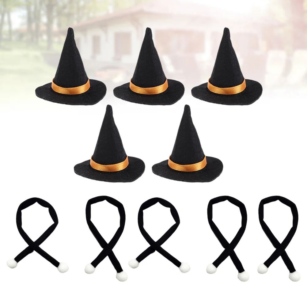 10 Pcs Mini Witch Hats DIY Crafts Scarf Projector Bottle Dress up Cover for Black